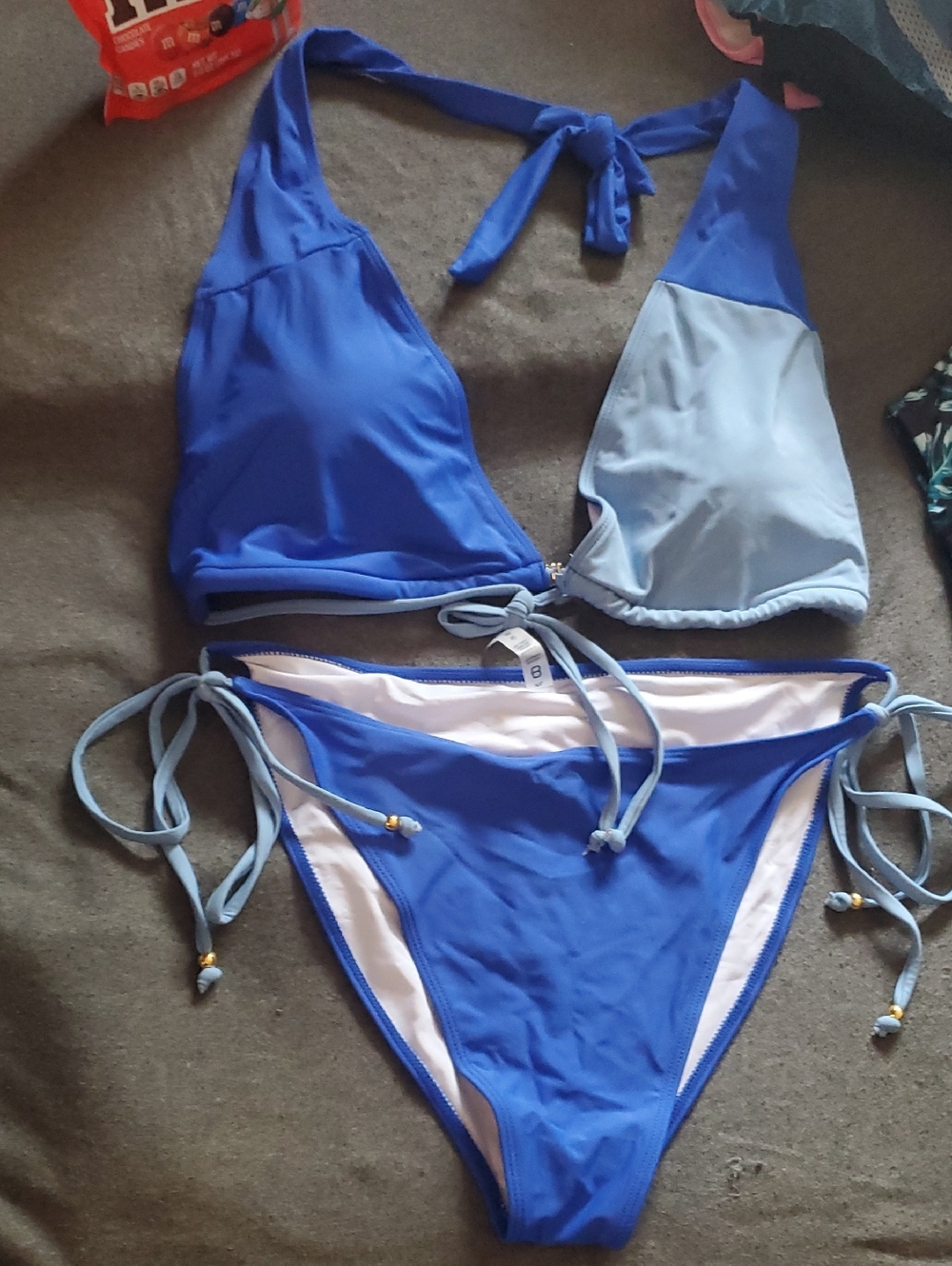 Blue Two-Piece Halter Tie Bikini Xl